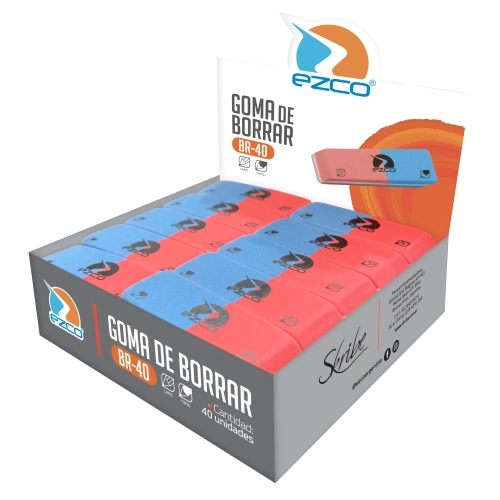 GOMA EZCO LAPIZ/TINTA (AZUL/ROJA) X40