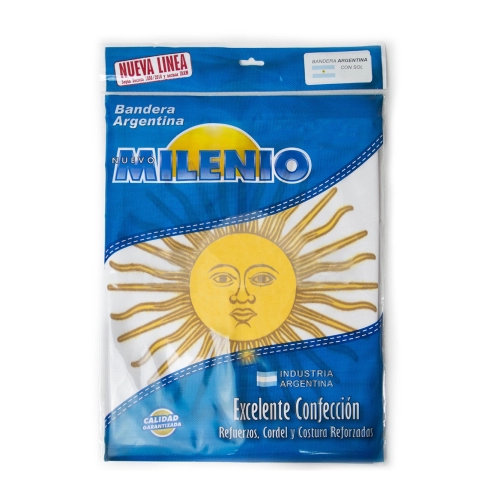 BANDERA ARGENTINA CON SOL 60X96CM NUEVO MILENIO