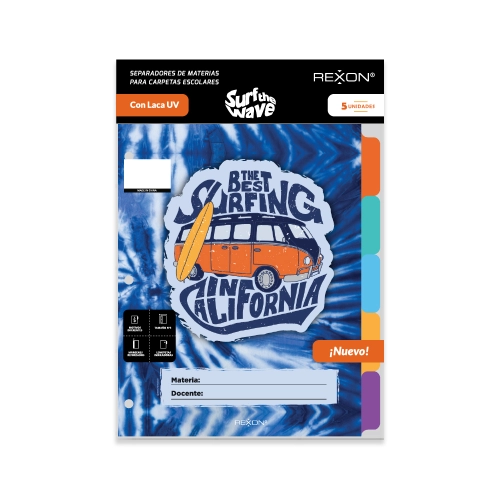SEPARADOR ESCOLAR REXON SURF THE WAVE