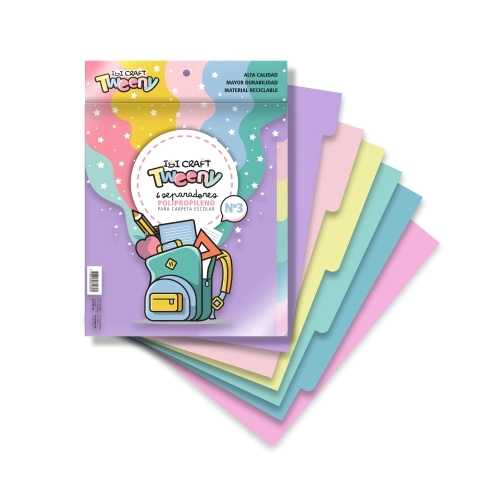 SEPARADOR ESCOLAR IBI PLÁSTICO X6 COLORES PASTEL
