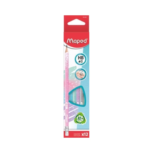 LAPIZ GRAFITO MAPED DECO GLITTER CON GOMA